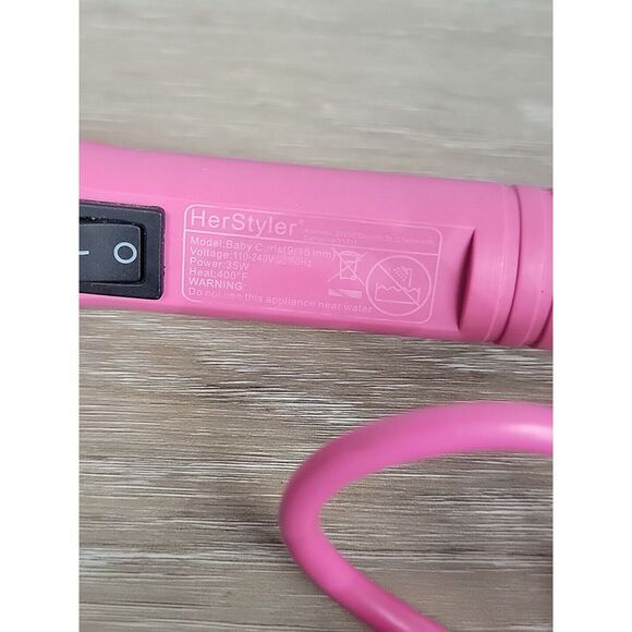 Herstyler‎ Baby Curl Pink Compact Ceramic Heat Barrel Teflon Wand - Picture 6 of 7